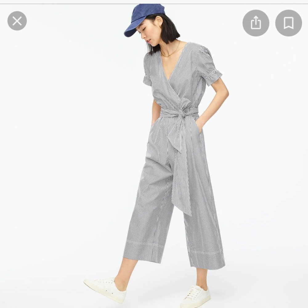 J.Crew Ruffle Stretch Cotton Poplin Jumpsuit